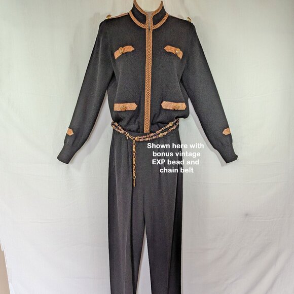 36" bust Jumpsuit Antonella Preve New York, Animal print, Black Santana VTG Knit - Picture 16 of 17